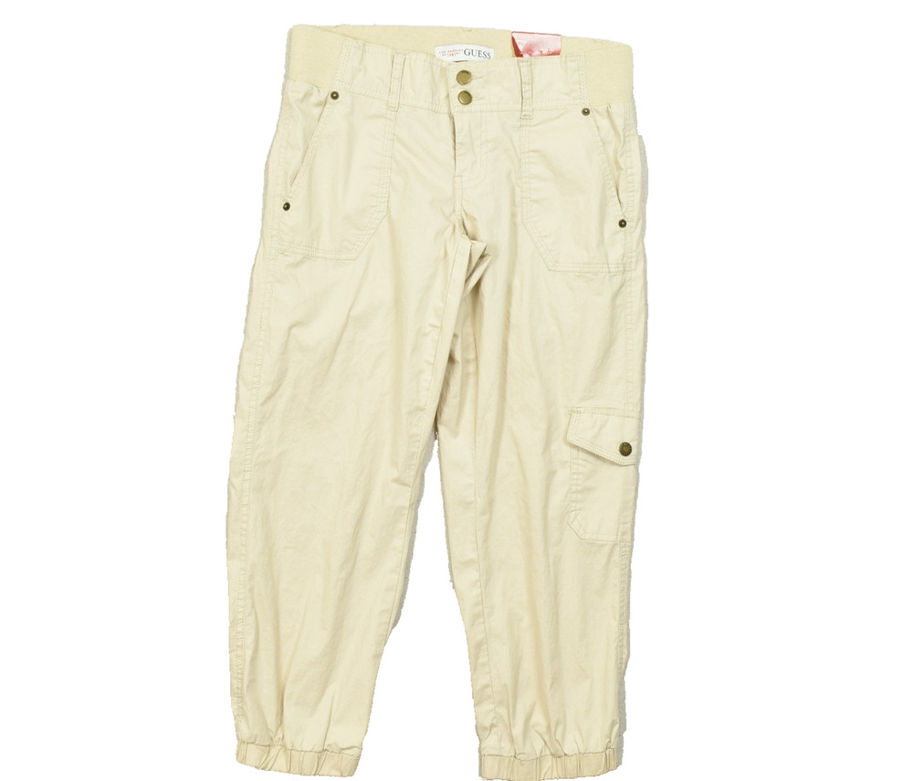 GUESS Women's XS Tan Chino Cargo Jogger Pants Stretch Cotton Khaki NEW